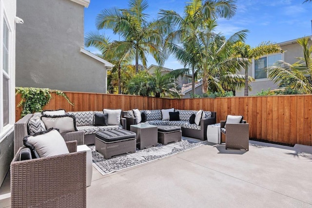 6925 Waters End Dr, Carlsbad, CA 92011 - fenced backyard featuring an outdoor hangout area and a patio