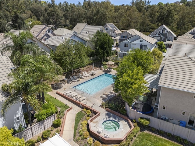 27151 Manor Cir Unit 54, Valencia, CA 91354 - aerial perspective of suburban area featuring a pool area
