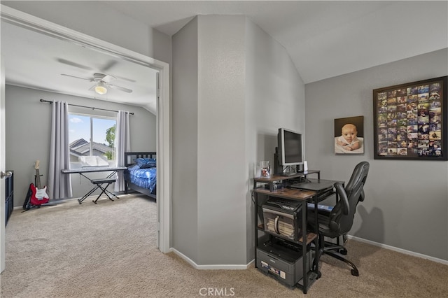 27151 Manor Cir Unit 54, Valencia, CA 91354 - carpeted office with vaulted ceiling and ceiling fan