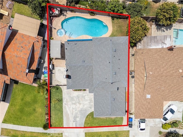 14750 Danbrook Dr, Whittier, CA 90604 - view of property location with a pool area and property boundaries highlighted