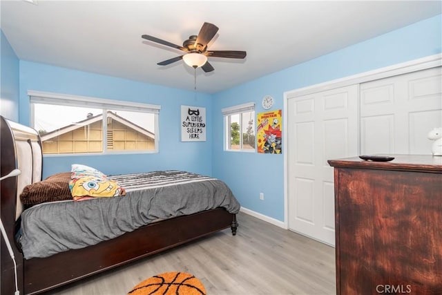 14750 Danbrook Dr, Whittier, CA 90604 - bedroom featuring wood finished floors, ceiling fan, and a closet