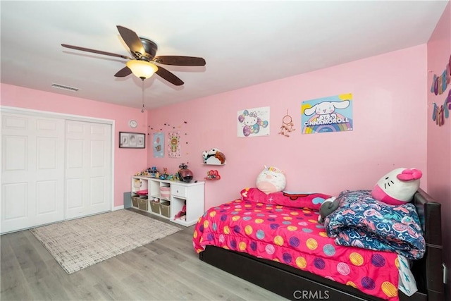 14750 Danbrook Dr, Whittier, CA 90604 - bedroom featuring wood finished floors, ceiling fan, and a closet
