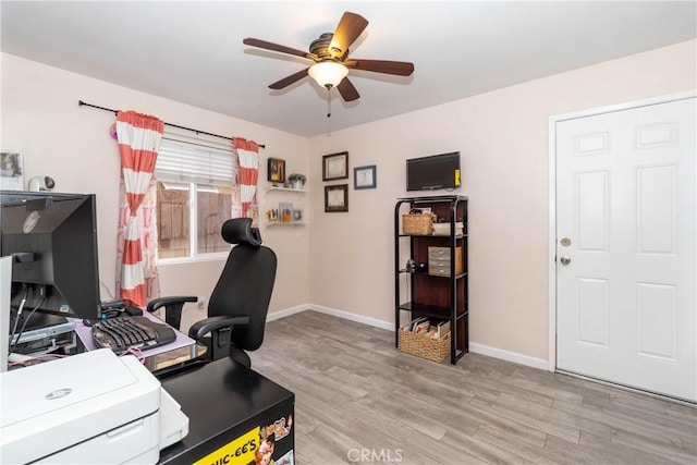 14750 Danbrook Dr, Whittier, CA 90604 - home office featuring ceiling fan and light wood-style floors