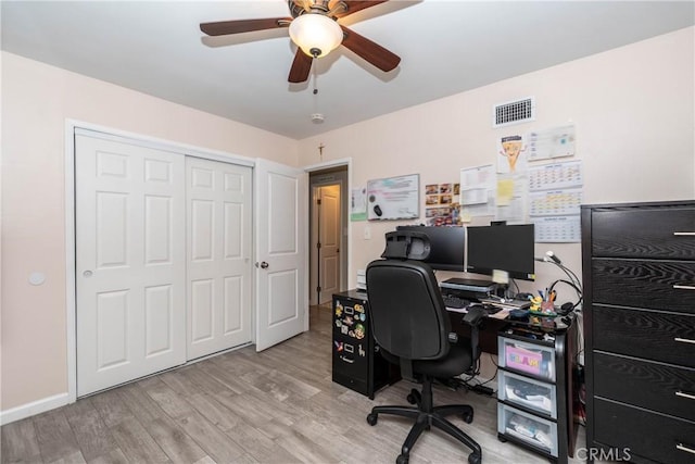 14750 Danbrook Dr, Whittier, CA 90604 - office area featuring light wood-style floors and ceiling fan