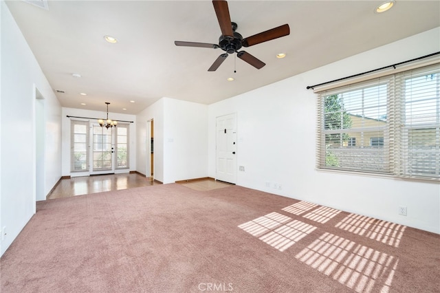 782 Lewis St, Pomona, CA 91767 - empty room with carpet flooring, a chandelier, healthy amount of natural light, and recessed lighting