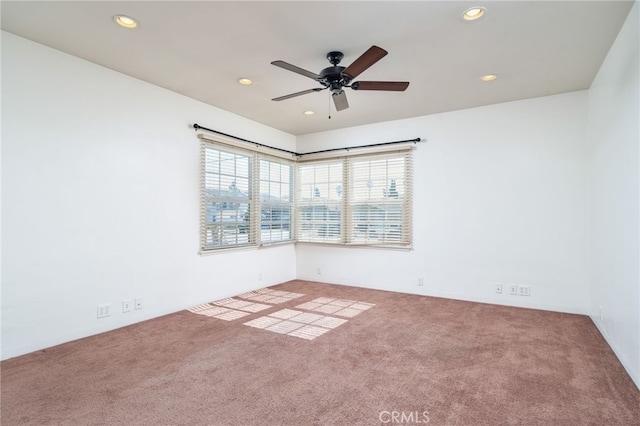 782 Lewis St, Pomona, CA 91767 - carpeted empty room featuring recessed lighting and a ceiling fan