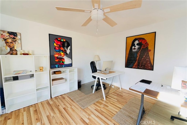658 W 120th St, Los Angeles, CA 90044 - office with wood finished floors and a ceiling fan