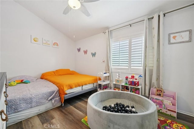 1748 S Mountain Ave Unit A, Ontario, CA 91762 - bedroom with wood finished floors, vaulted ceiling, and ceiling fan