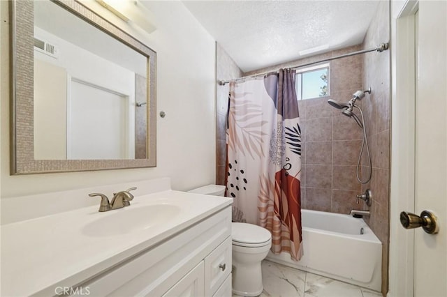 1748 S Mountain Ave Unit A, Ontario, CA 91762 - full bath with vanity, marble finish floors, shower / tub combo, and a textured ceiling