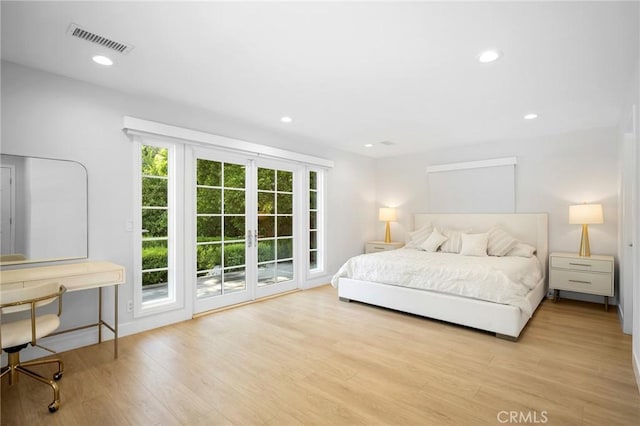 17437 Chase St, Northridge, CA 91325 - bedroom featuring access to exterior, wood finished floors, recessed lighting, and french doors