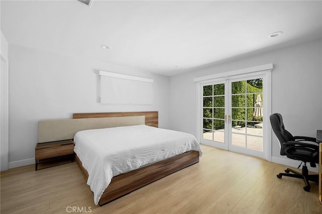 17437 Chase St, Northridge, CA 91325 - bedroom featuring access to outside, light wood finished floors, a desk, and recessed lighting