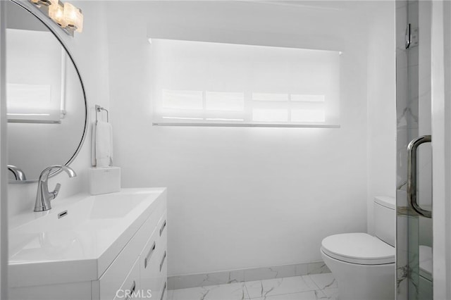 17437 Chase St, Northridge, CA 91325 - full bathroom with marble look tiles, vanity, and an enclosed shower