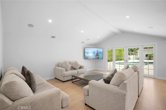 17437 Chase St, Northridge, CA 91325 - living area with light wood-type flooring, french doors, and recessed lighting