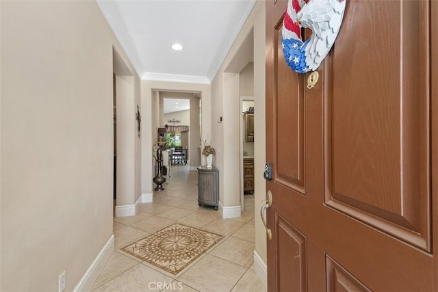 31676 Brentworth St, Menifee, CA 92584 - entryway featuring light tile patterned floors and crown molding