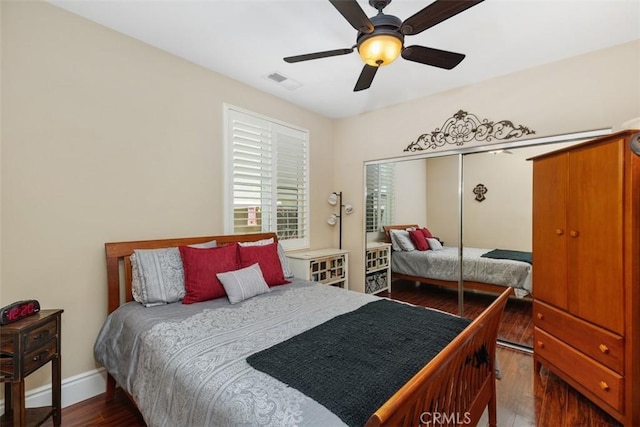 31676 Brentworth St, Menifee, CA 92584 - bedroom featuring wood finished floors, a closet, and a ceiling fan