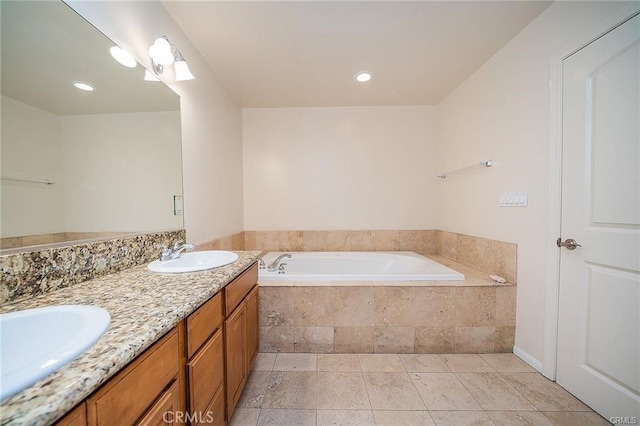 16714 Inglewood Ave Unit A, Lawndale, CA 90260 - full bath with a bath, double vanity, and recessed lighting