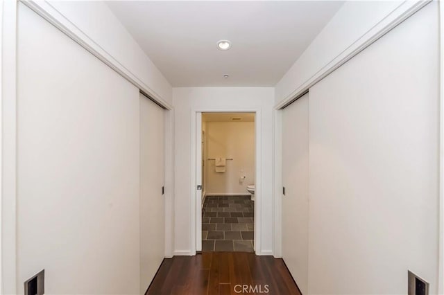 1155 S Grand Ave Unit 1008, Los Angeles, CA 90015 - hallway featuring dark wood-style flooring and recessed lighting