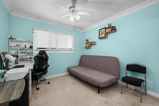 102 Sierra Way, Chula Vista, CA 91911 - office space with crown molding, carpet, and a ceiling fan