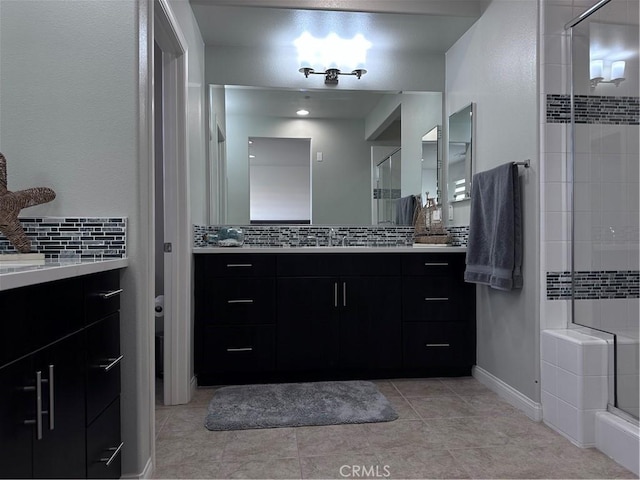 58 Origin, Irvine, CA 92618 - full bath featuring backsplash, a stall shower, and vanity