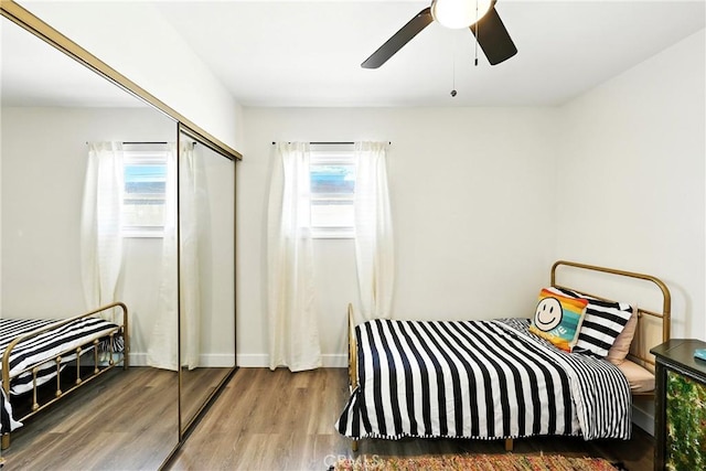 16874 Athol St, Fontana, CA 92335 - bedroom featuring wood finished floors, a closet, and a ceiling fan