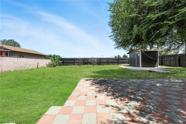 16874 Athol St, Fontana, CA 92335 - fenced backyard with a storage unit and a patio