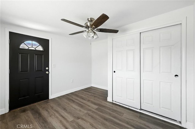 16874 Athol St, Fontana, CA 92335 - entrance foyer featuring dark wood-style floors and a ceiling fan