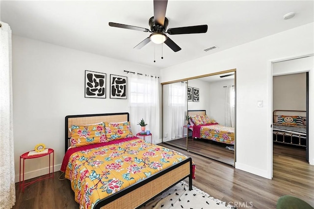 16874 Athol St, Fontana, CA 92335 - bedroom featuring wood finished floors, a closet, and a ceiling fan