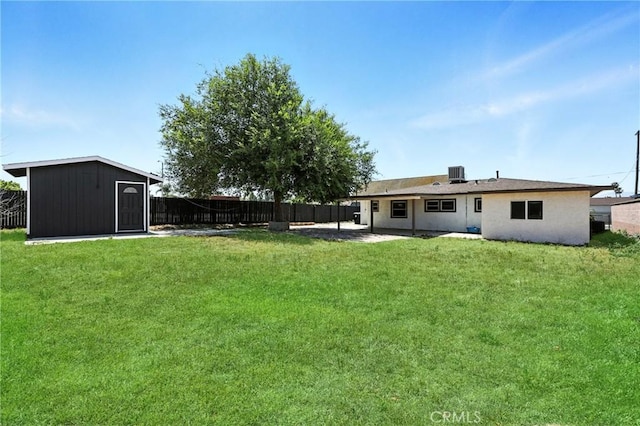 16874 Athol St, Fontana, CA 92335 - fenced backyard with a patio area and a storage unit
