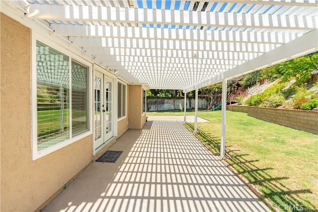 24046 Lindley St, Mission Viejo, CA 92691 - view of patio with french doors and a pergola