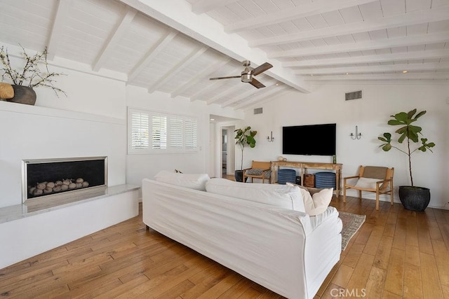 484 E 16th St, Costa Mesa, CA 92627 - living room with light wood-style flooring, a ceiling fan, and wood ceiling