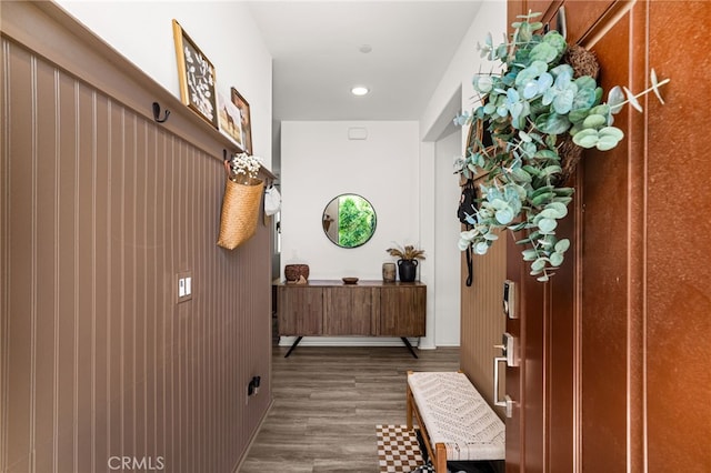 872 Bluebell Way, Beaumont, CA 92223 - mudroom featuring wood finished floors and recessed lighting