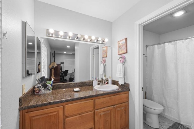 2164 Bluehaven Ct, San Diego, CA 92154 - bathroom with vanity, tile patterned floors, and curtained shower