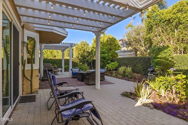 2106 Fox Den Ct, Oxnard, CA 93036 - fenced backyard featuring a pergola, outdoor lounge area, and a patio area