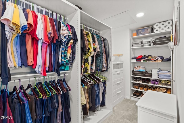 2106 Fox Den Ct, Oxnard, CA 93036 - walk in closet featuring attic access and carpet floors