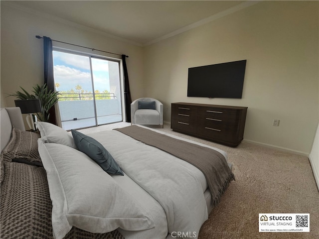 838 Pine Ave Unit 510, Long Beach, CA 90813 - carpeted bedroom featuring access to outside and crown molding
