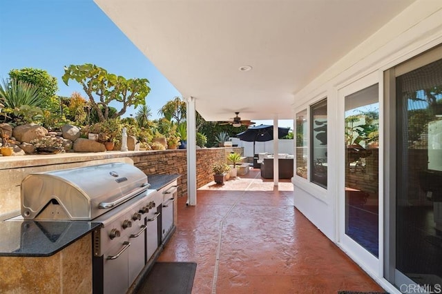 4863 Marathon Way, Oceanside, CA 92056 - view of patio / terrace with exterior kitchen and ceiling fan