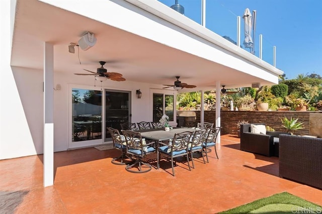 4863 Marathon Way, Oceanside, CA 92056 - view of patio featuring ceiling fan, outdoor dining area, and an outdoor hangout area