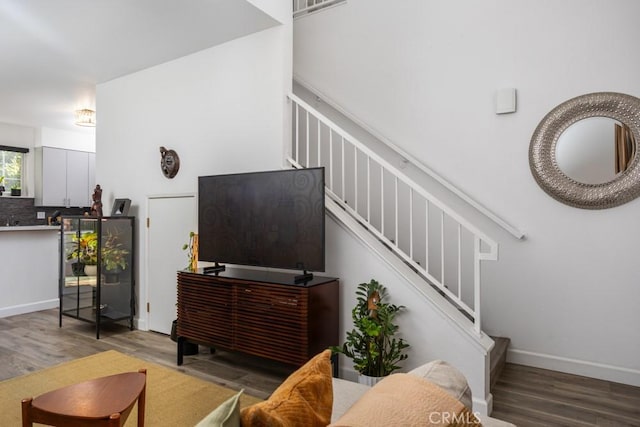 17 Carnegie, San Jose, CA 95116 - living room with wood finished floors and stairs