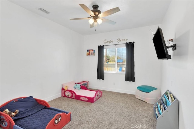 12207 Snapping Turtle Rd, Apple Valley, CA 92308 - recreation room featuring ceiling fan and carpet