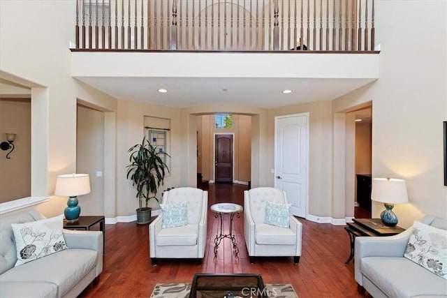 16858 Mariposa Ave, Riverside, CA 92504 - living area with wood finished floors, a high ceiling, and recessed lighting