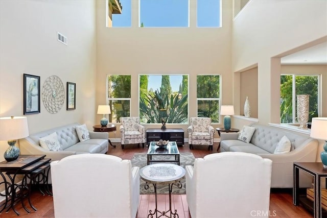 16858 Mariposa Ave, Riverside, CA 92504 - living area with a towering ceiling and wood finished floors