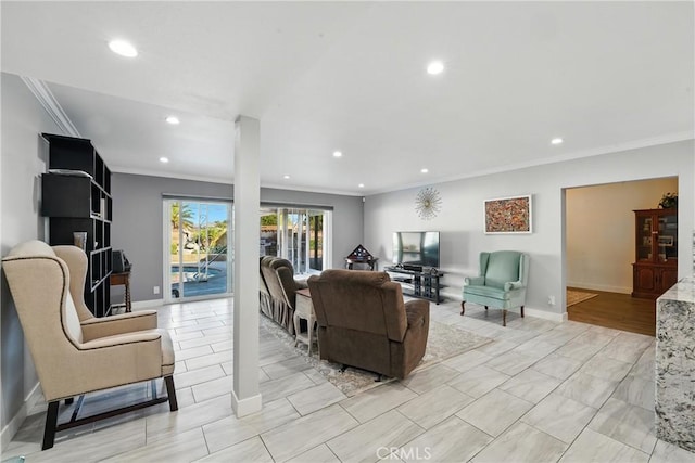 2007 Socrates Ave, Simi Valley, CA 93065 - living area featuring crown molding and recessed lighting