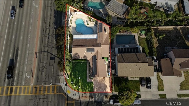 2007 Socrates Ave, Simi Valley, CA 93065 - aerial view of property's location with property boundaries highlighted and a pool area