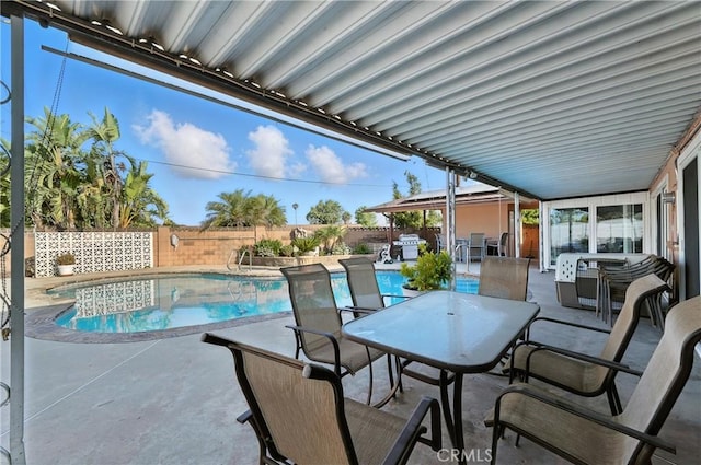 2007 Socrates Ave, Simi Valley, CA 93065 - view of swimming pool with a fenced backyard, a patio area, and outdoor dining area