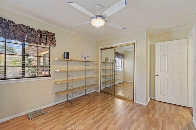 8038 Cyclamen Way, Buena Park, CA 90620 - bedroom featuring light wood-type flooring, a closet, and a ceiling fan