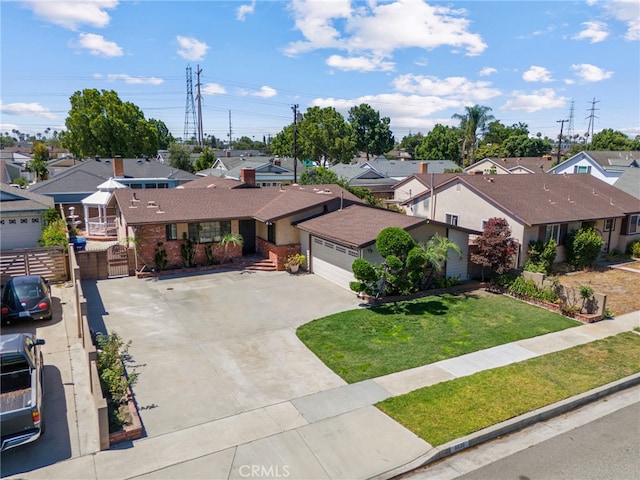 8038 Cyclamen Way, Buena Park, CA 90620 - view of front of home featuring a residential view, an attached garage, a gate, concrete driveway, and a shingled roof