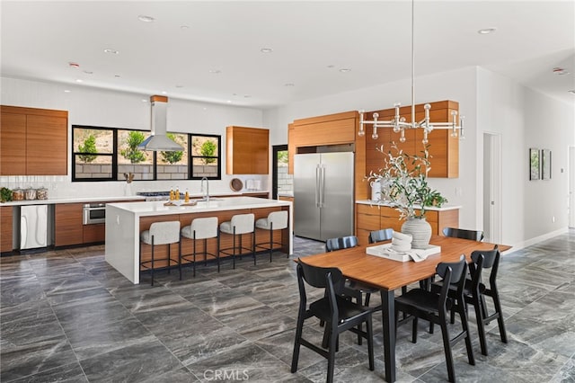 1922 Edgefair Ln, Redlands, CA 92373 - dining area featuring recessed lighting and dark marble finish flooring