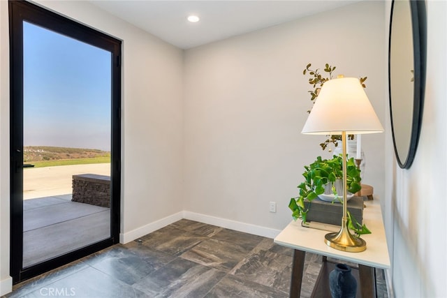 1922 Edgefair Ln, Redlands, CA 92373 - doorway to outside featuring baseboards and recessed lighting