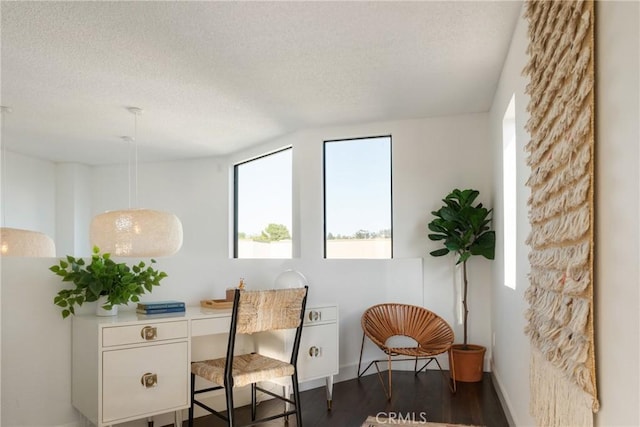 1830 N Alvarado St Unit 14, Los Angeles, CA 90026 - office area featuring a textured ceiling and dark wood-style flooring