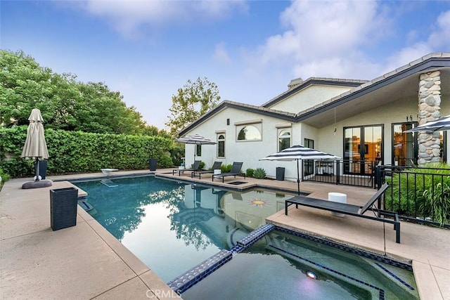 810 E Dalton Ave, Glendora, CA 91741 - view of swimming pool featuring a patio area, a pool with connected hot tub, and a diving board